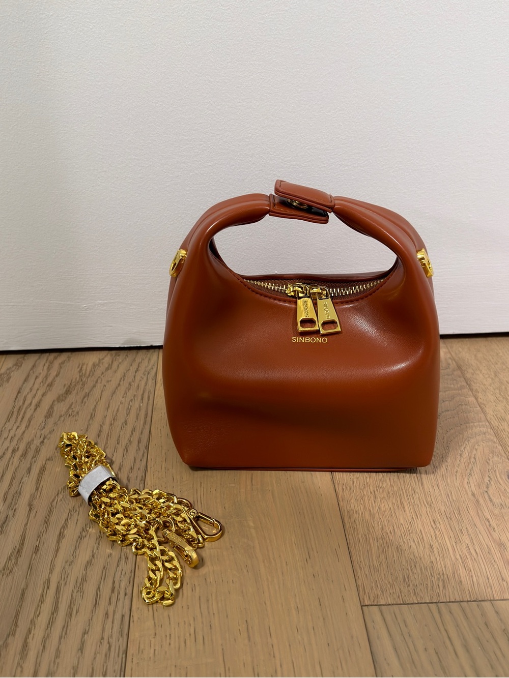 Mini Top-Handle Bag in Cognac brown